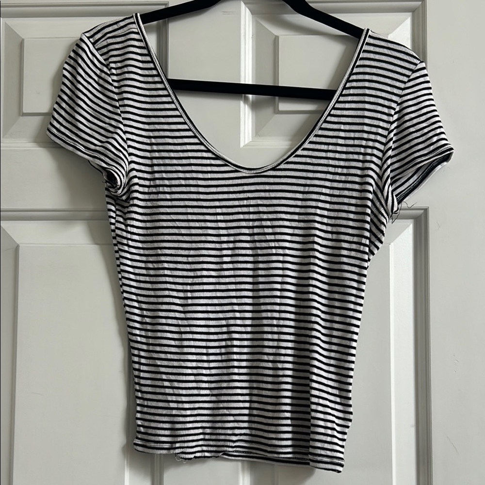 Striped Black and White Women's Top